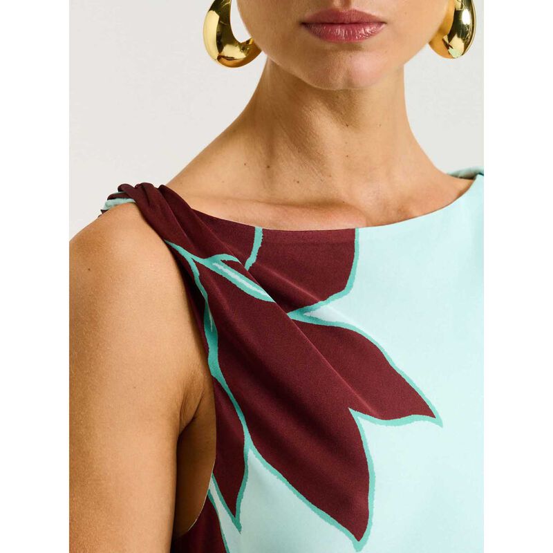 Veronika Maine Mint Poinsettia Satin Maxi Dress image number 2